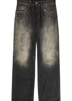 2021M paint-effect straight-leg jeans
