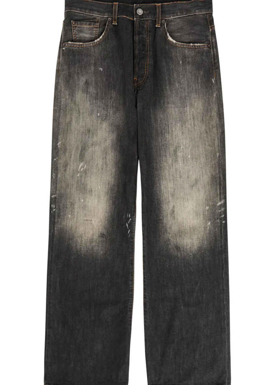 2021M paint-effect straight-leg jeans