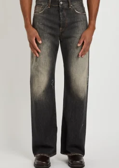 2021M paint-effect straight-leg jeans