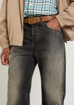 2021M paint-effect straight-leg jeans