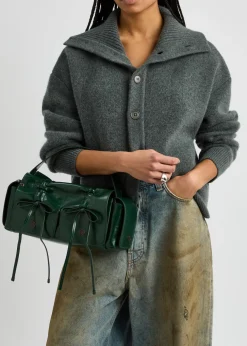 Multipocket leather top handle bag