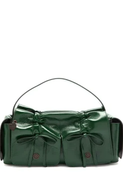 Multipocket leather top handle bag
