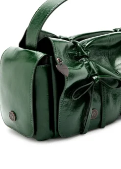 Multipocket leather top handle bag