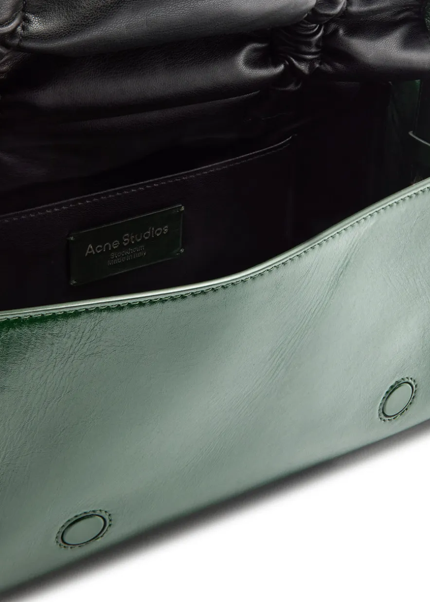 Multipocket leather top handle bag