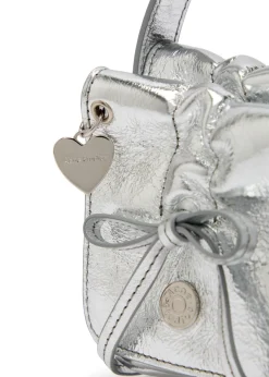 Multipocket Micro metallic leather top handle bag