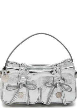 Multipocket Micro metallic leather top handle bag
