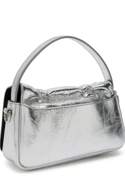 Multipocket Micro metallic leather top handle bag