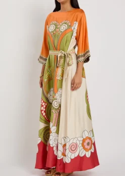 Muumuu printed silk maxi dress