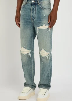 MX1 ripped straight-leg jeans