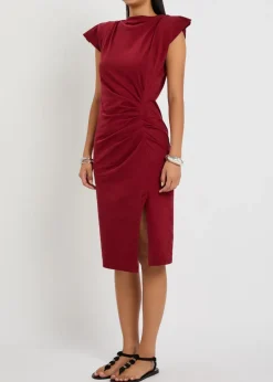 Nadeline ruched cotton midi dress
