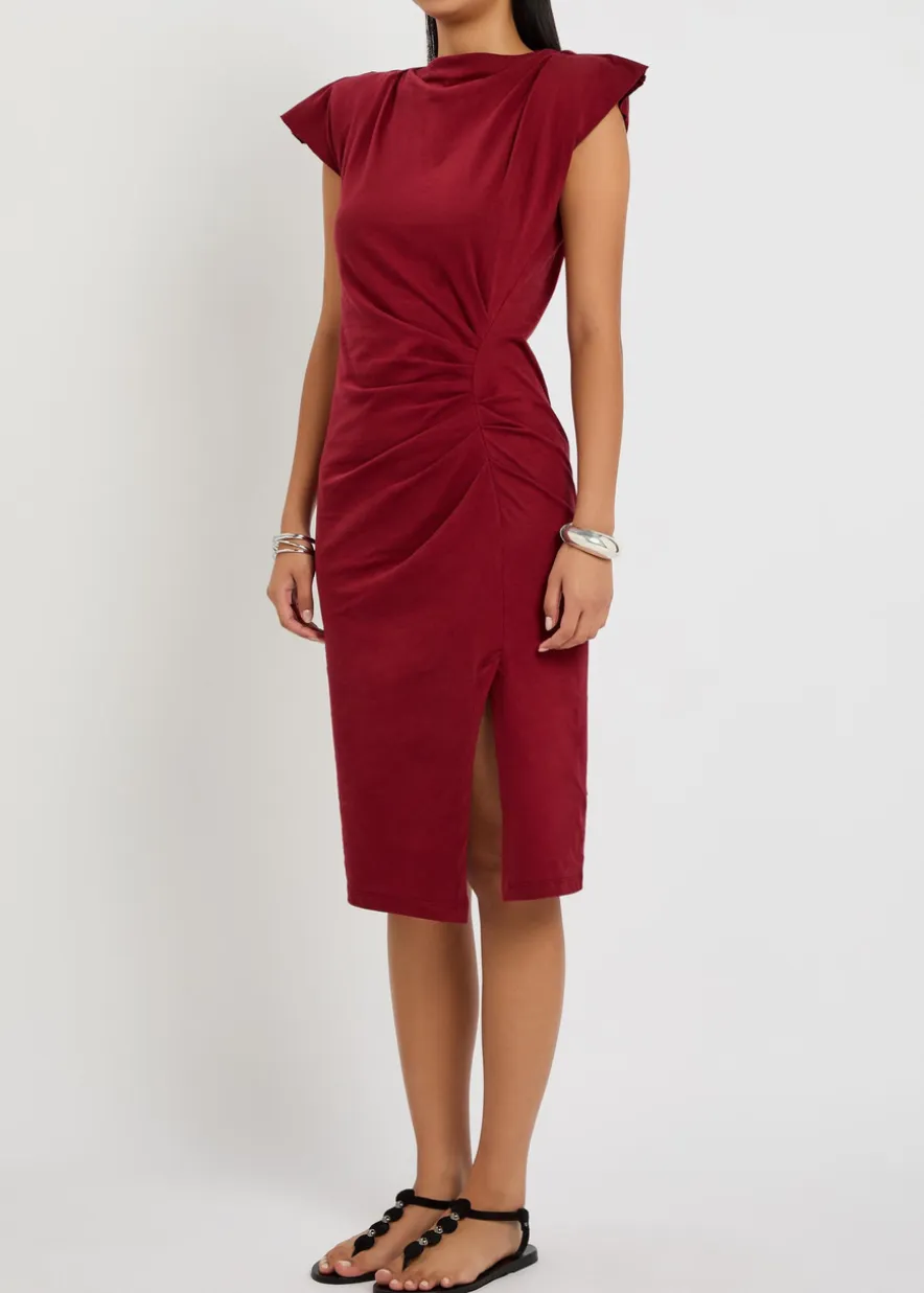 Nadeline ruched cotton midi dress