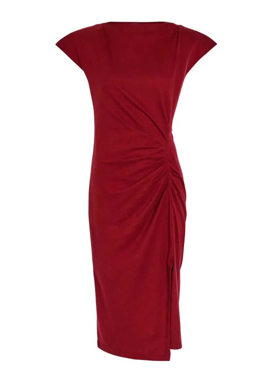 Nadeline ruched cotton midi dress