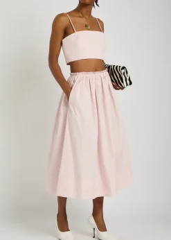 Nadir cropped cotton-poplin top