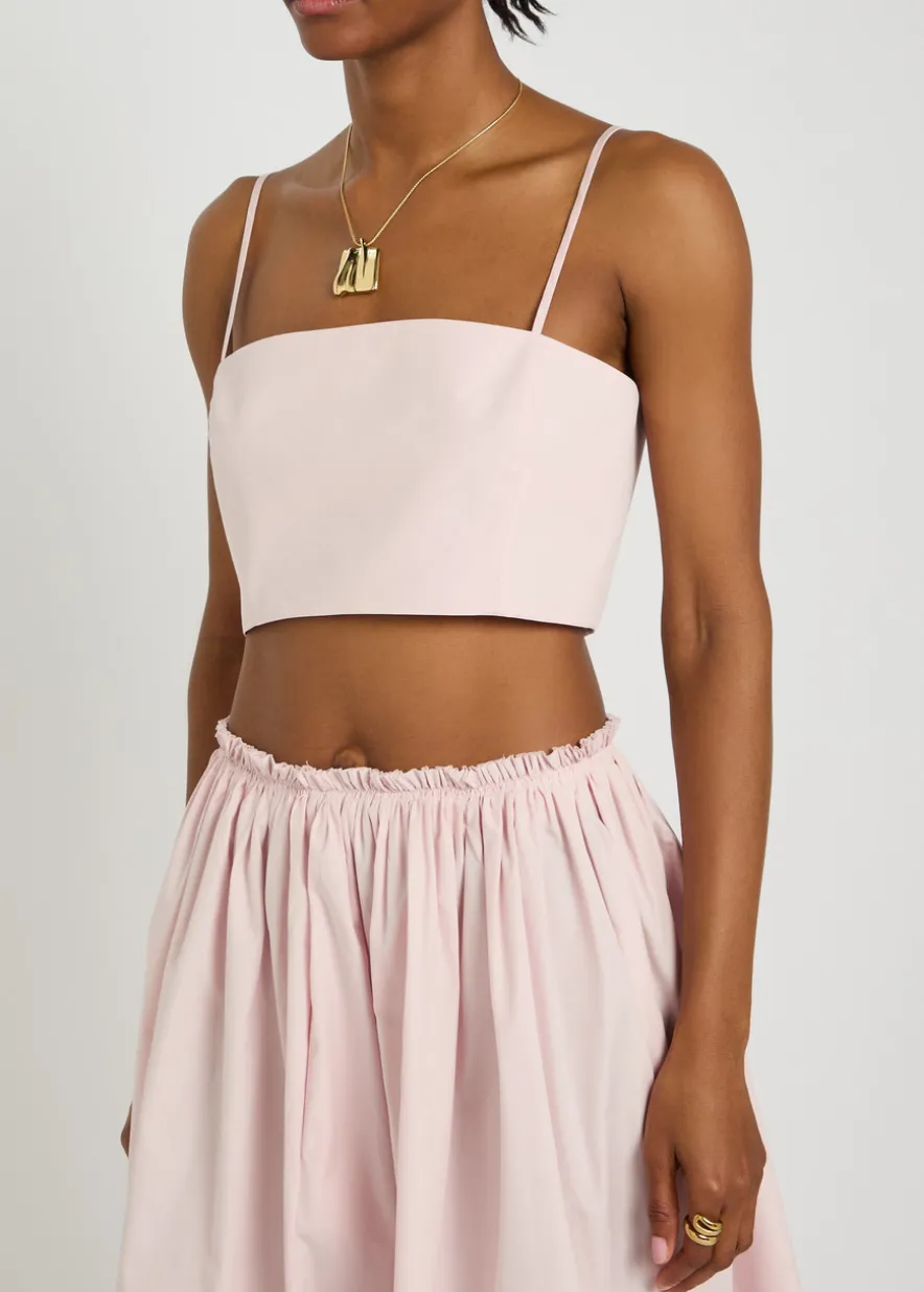 Nadir cropped cotton-poplin top