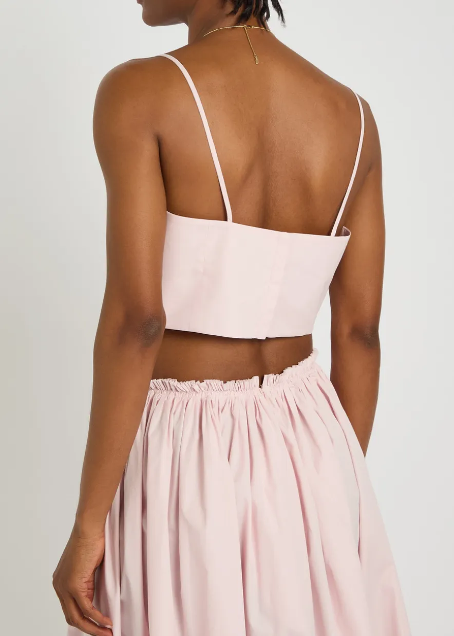 Nadir cropped cotton-poplin top