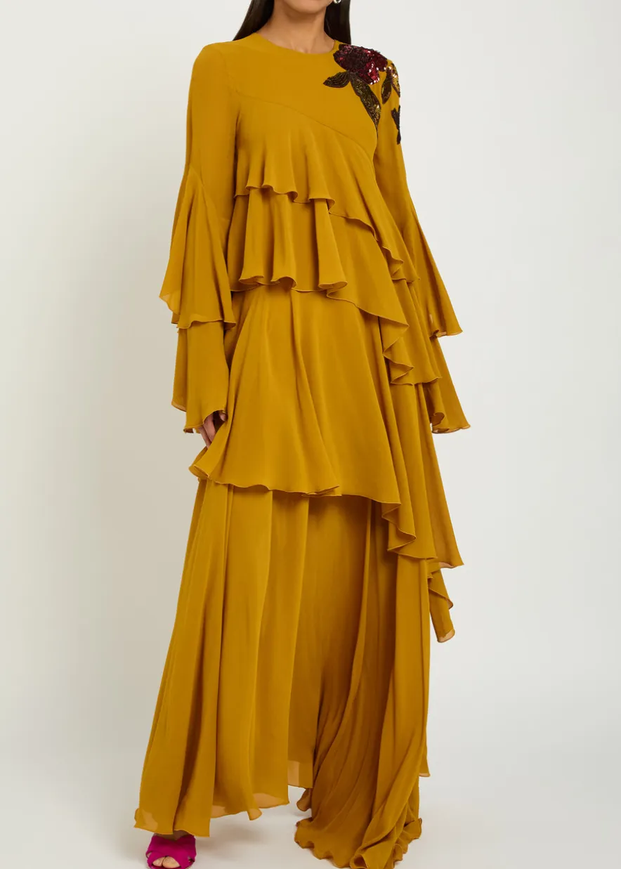 Naiad ruffled embellished silk-georgette maxi dress