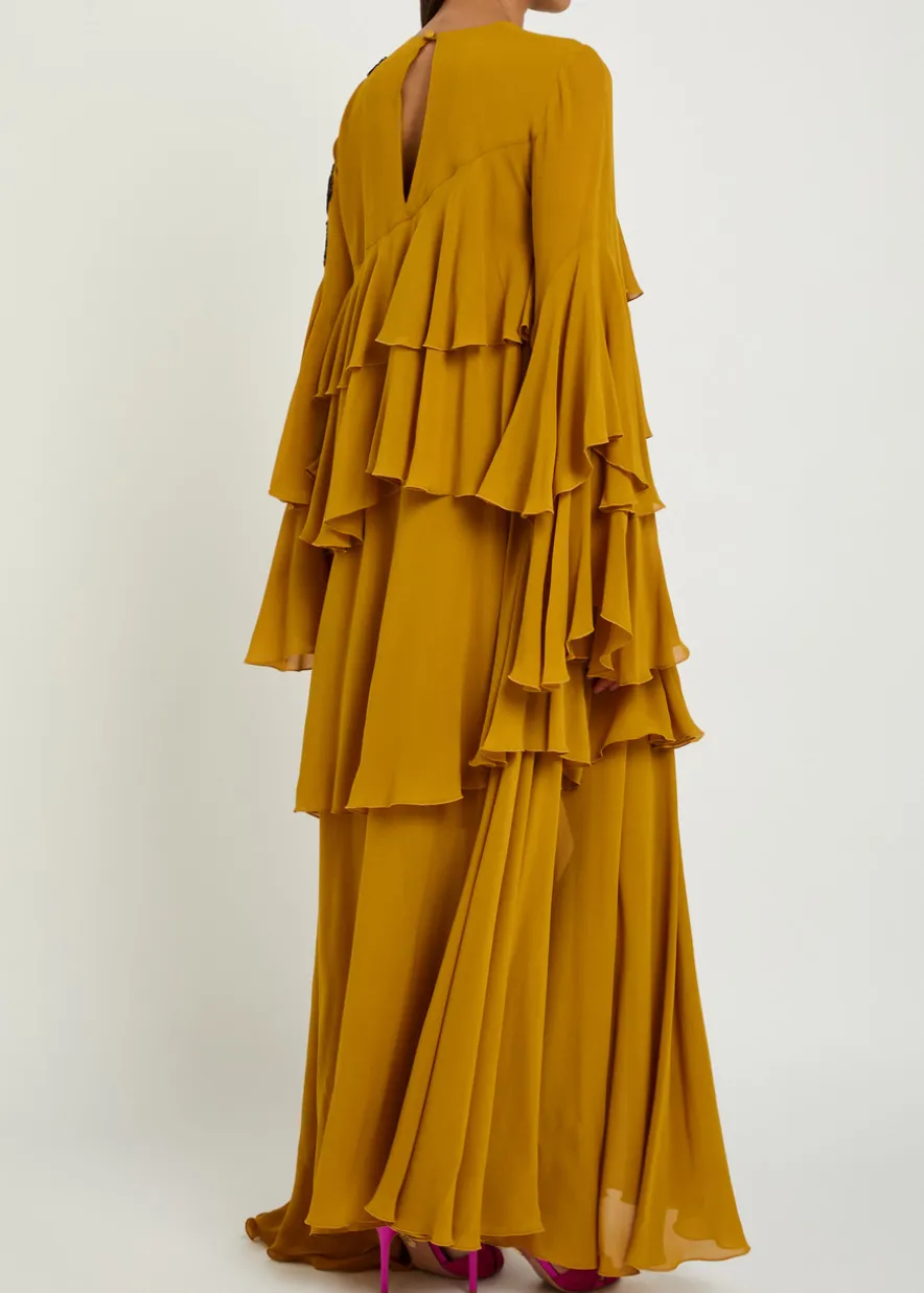 Naiad ruffled embellished silk-georgette maxi dress