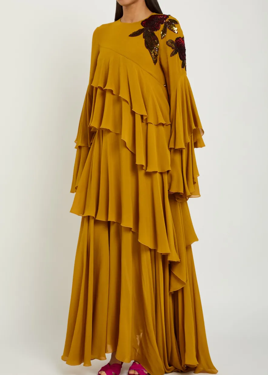 Naiad ruffled embellished silk-georgette maxi dress