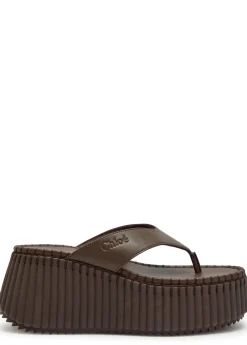 Nama 80 leather wedge thong sandals