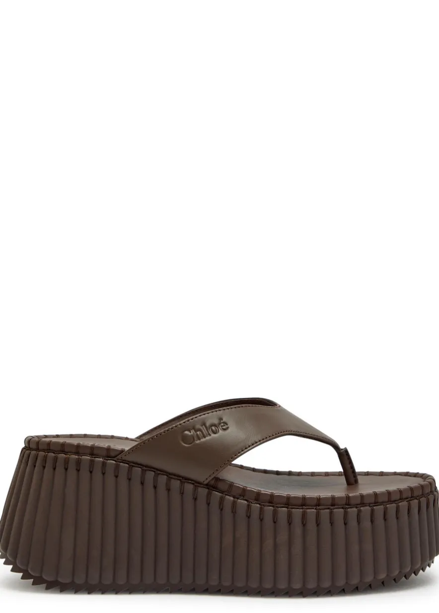 Nama 80 leather wedge thong sandals