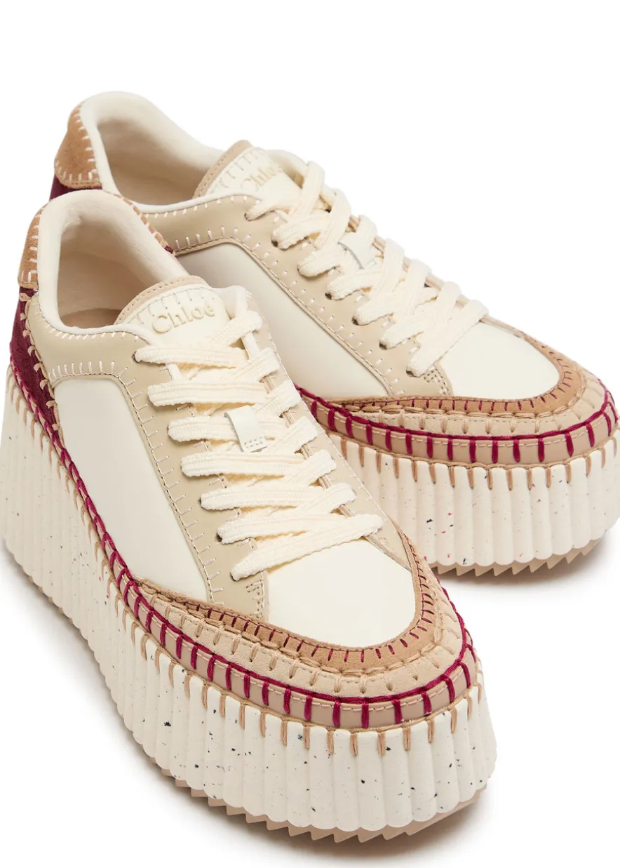 Nama panelled leather flatform sneakers