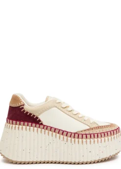 Nama panelled leather flatform sneakers