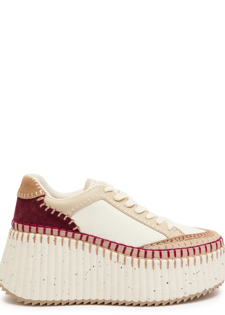 Nama panelled leather flatform sneakers