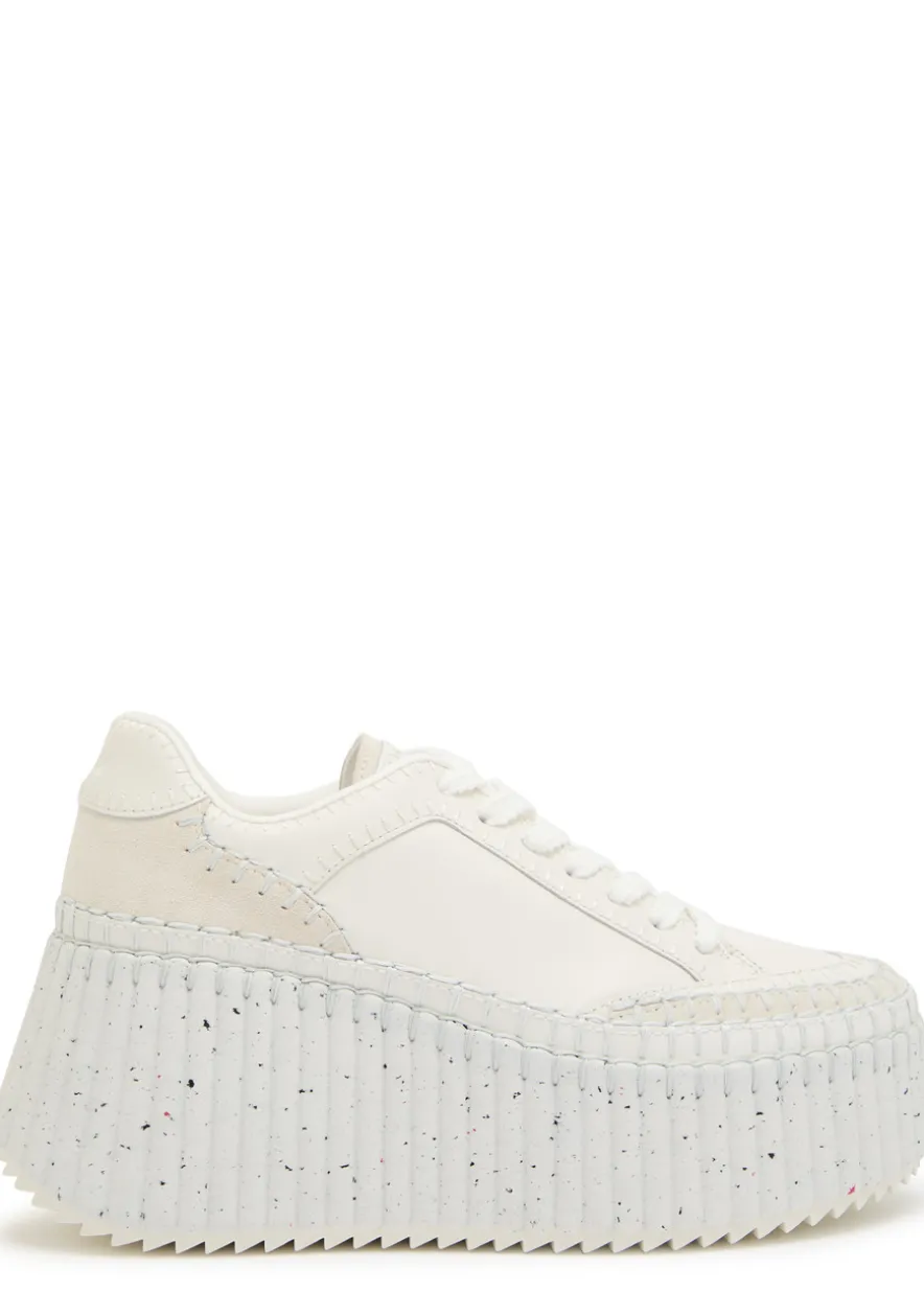 Nama panelled leather flatform sneakers