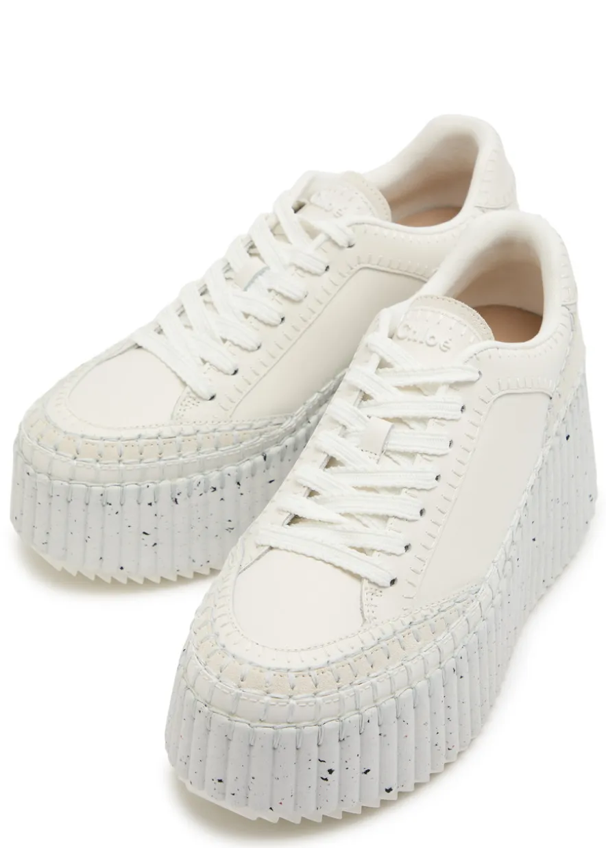 Nama panelled leather flatform sneakers