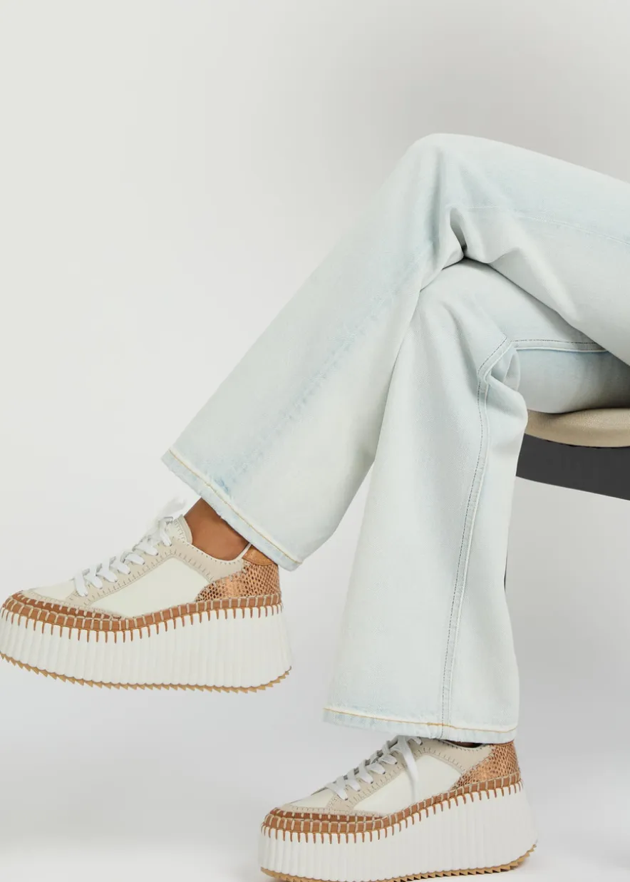 Nama panelled suede and leather flatform sneakers