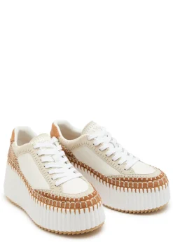 Nama panelled suede and leather flatform sneakers
