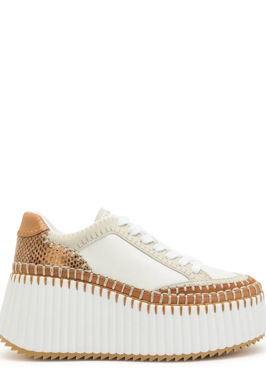 Nama panelled suede and leather flatform sneakers