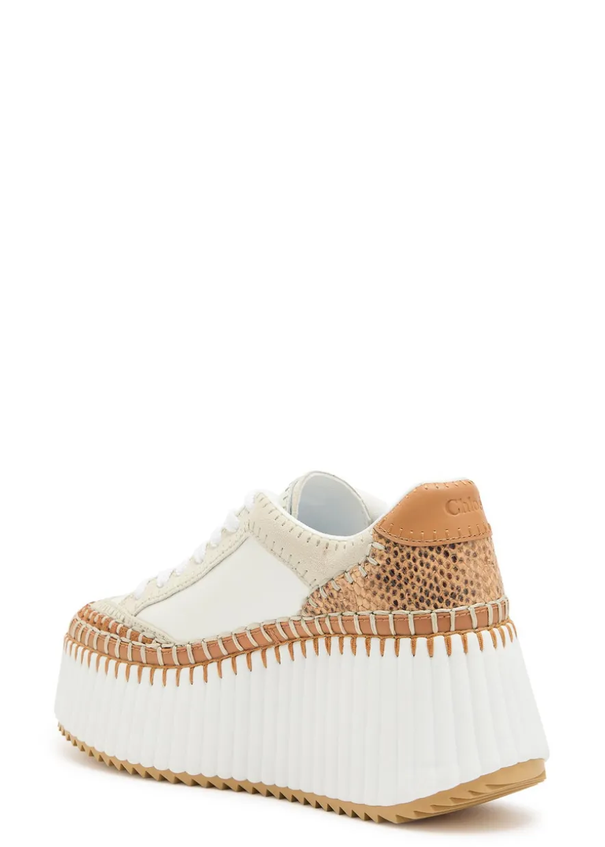 Nama panelled suede and leather flatform sneakers