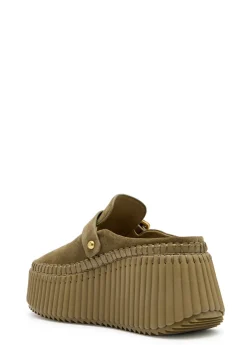 Nama platform wedge suede mules