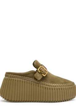 Nama platform wedge suede mules