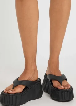 Nama 80 thong leather wedge sandals