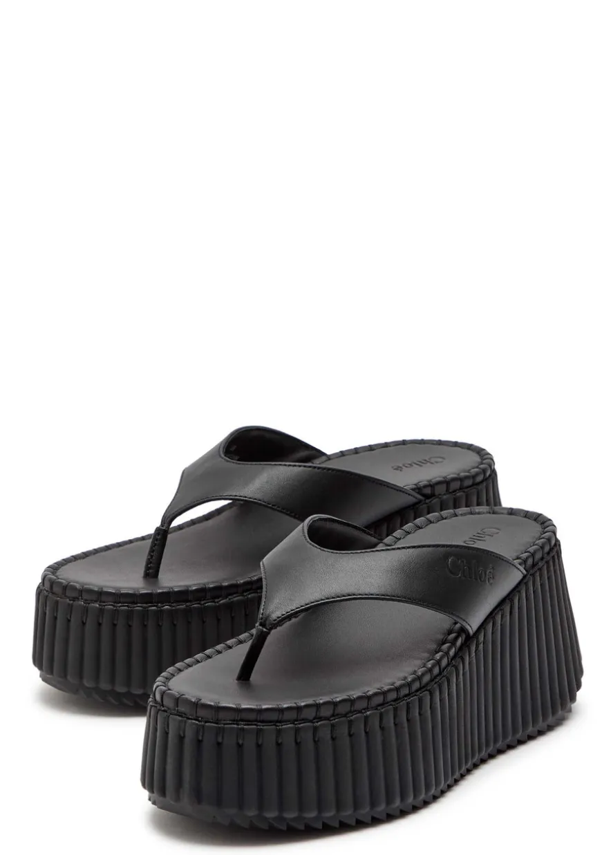 Nama 80 thong leather wedge sandals