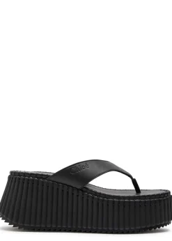 Nama 80 thong leather wedge sandals