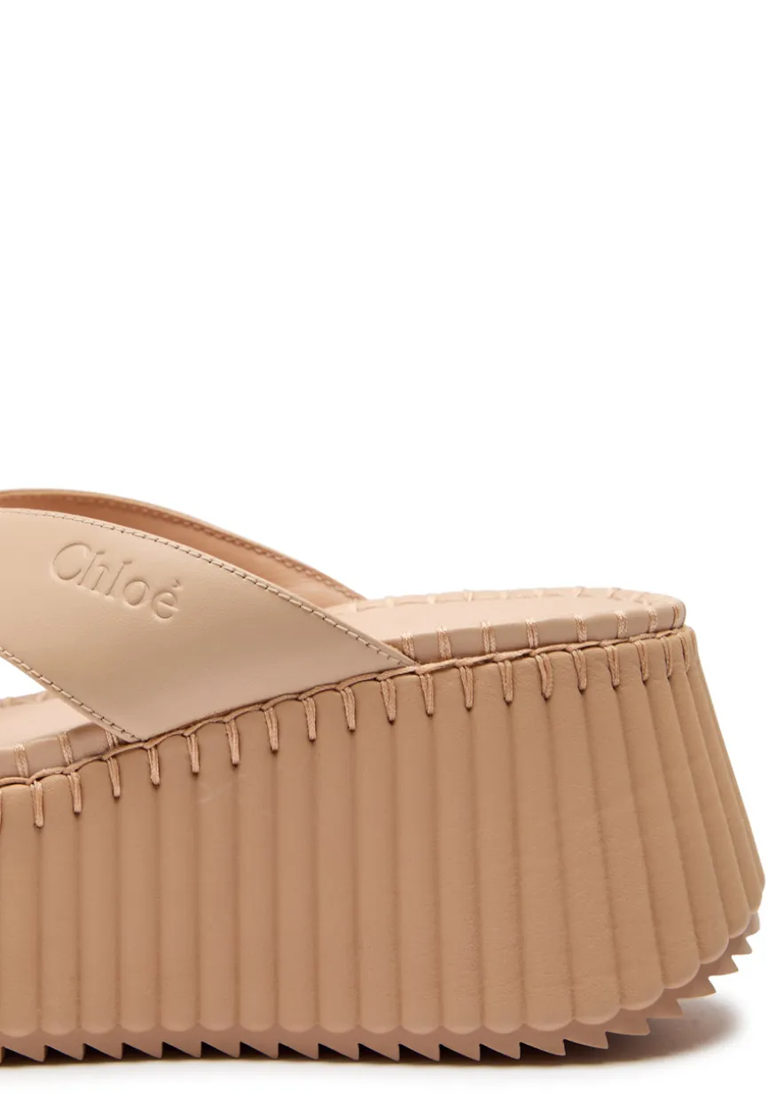 Nama 80 thong leather wedge sandals
