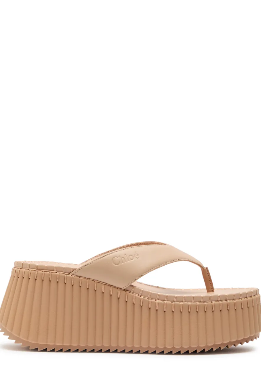 Nama 80 thong leather wedge sandals
