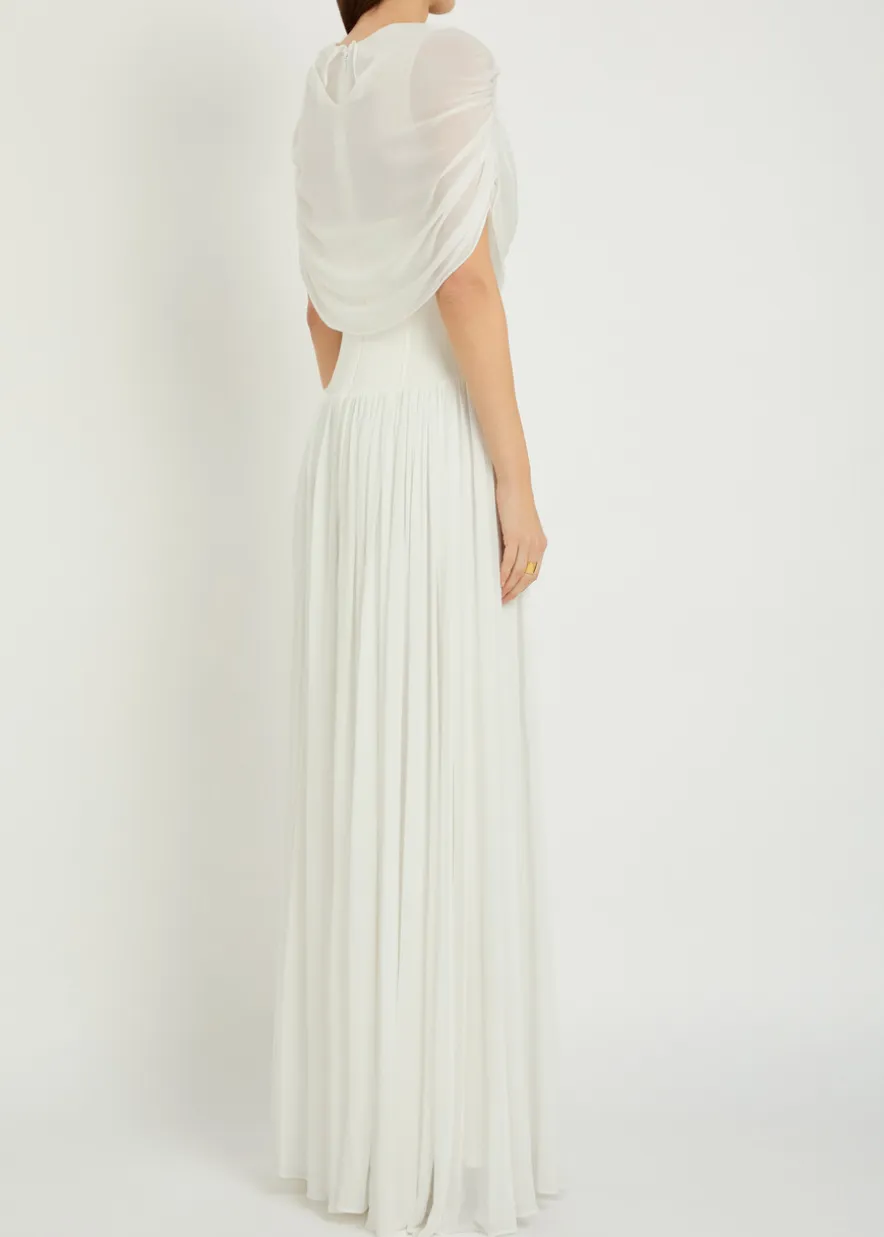 Nancie draped cape-effect jersey maxi dress