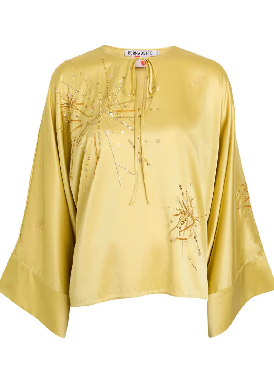 Naomi embellished stretch-silk blouse