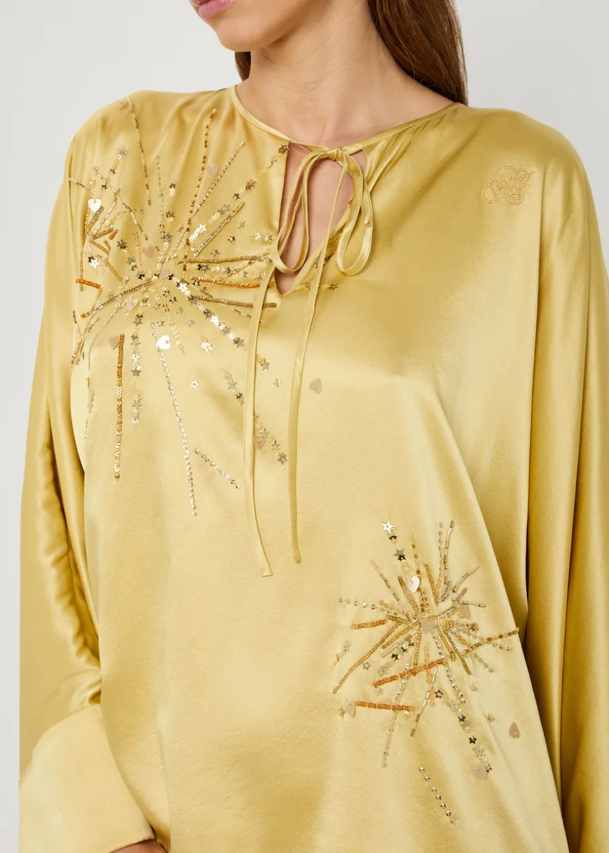 Naomi embellished stretch-silk blouse