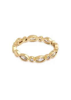 Navette Crystal 18kt gold-plated ring