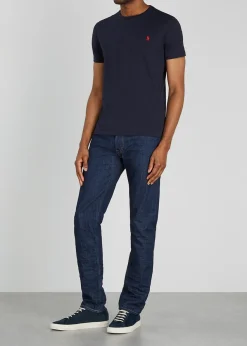 Navy custom slim cotton T-shirt