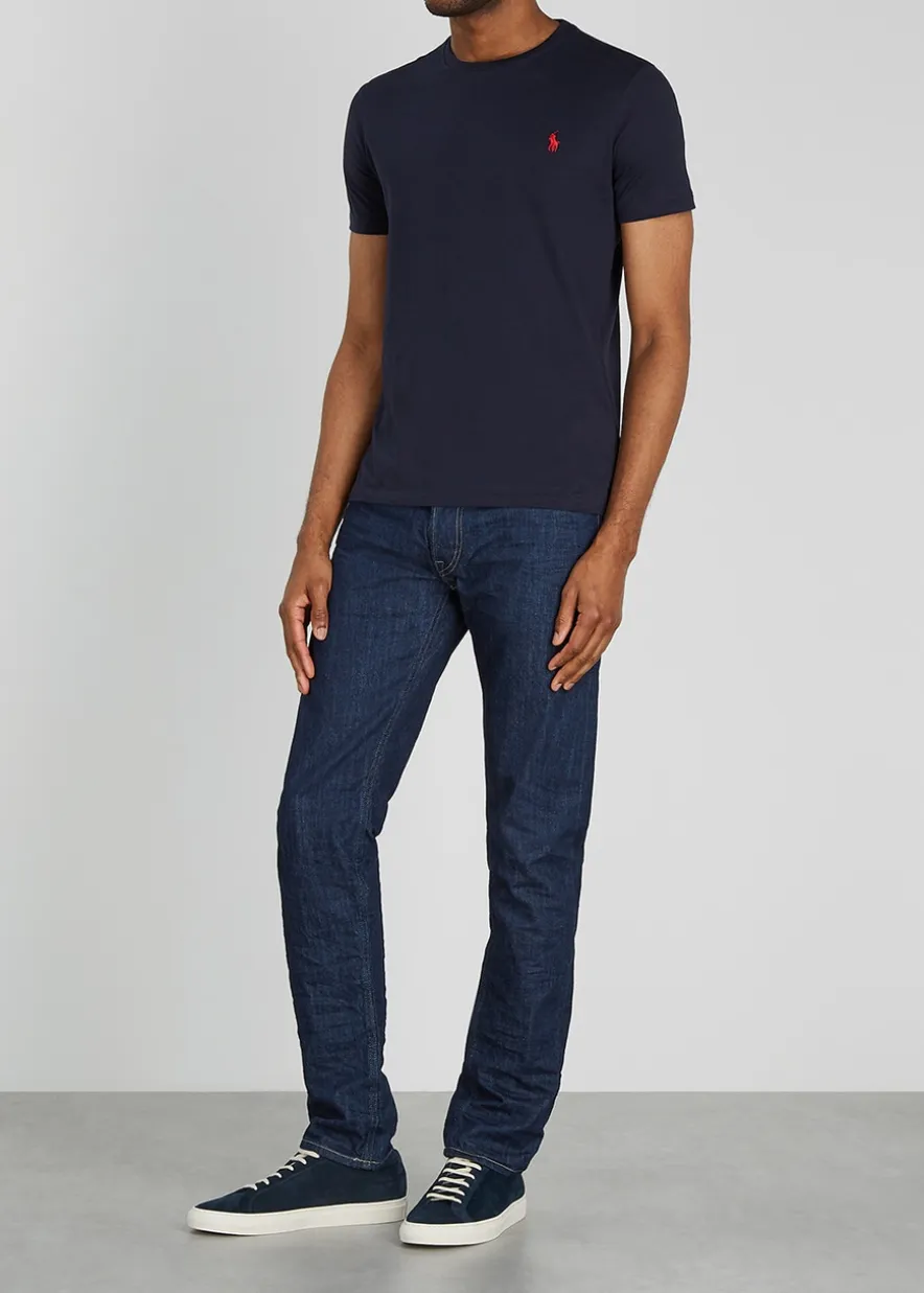 Navy custom slim cotton T-shirt