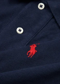 Navy slim piqué cotton polo shirt