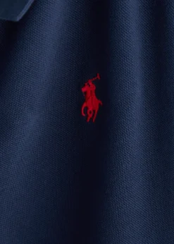 Navy slim piqué cotton polo shirt