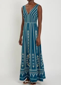 Nellie Ballerina embroidered linen-blend midi dress