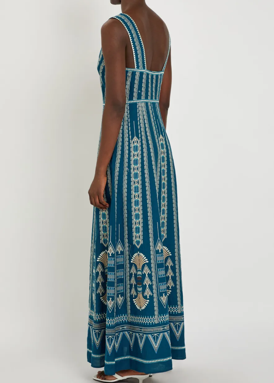 Nellie Ballerina embroidered linen-blend midi dress